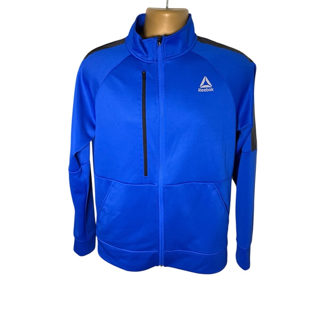 Reebok Track Jacket Blue Black Full Zip Vector Logo Men’s Small